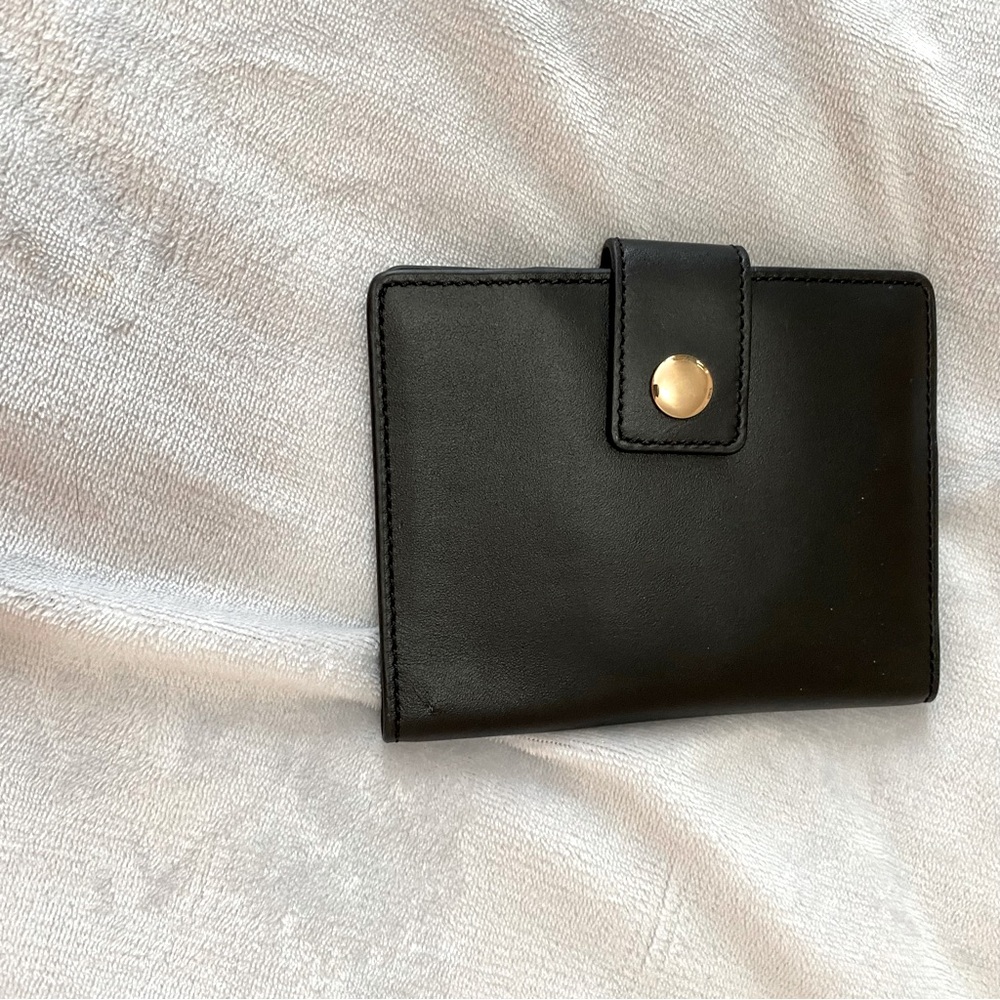 J.Crew set of black leather card holder and passport case